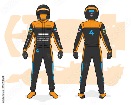 Racing driver uniform template mockup design photo