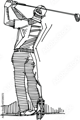 the vector sketch illustration of the golf player