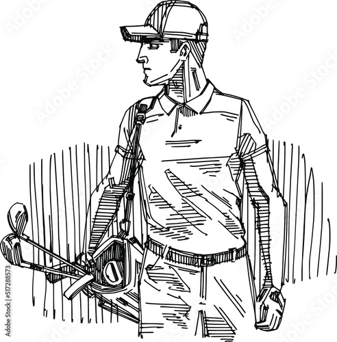 the vector sketch illustration of the golf player