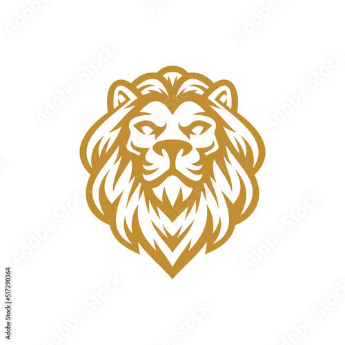 Lion head mascot logo design. Lion line art vector illustration