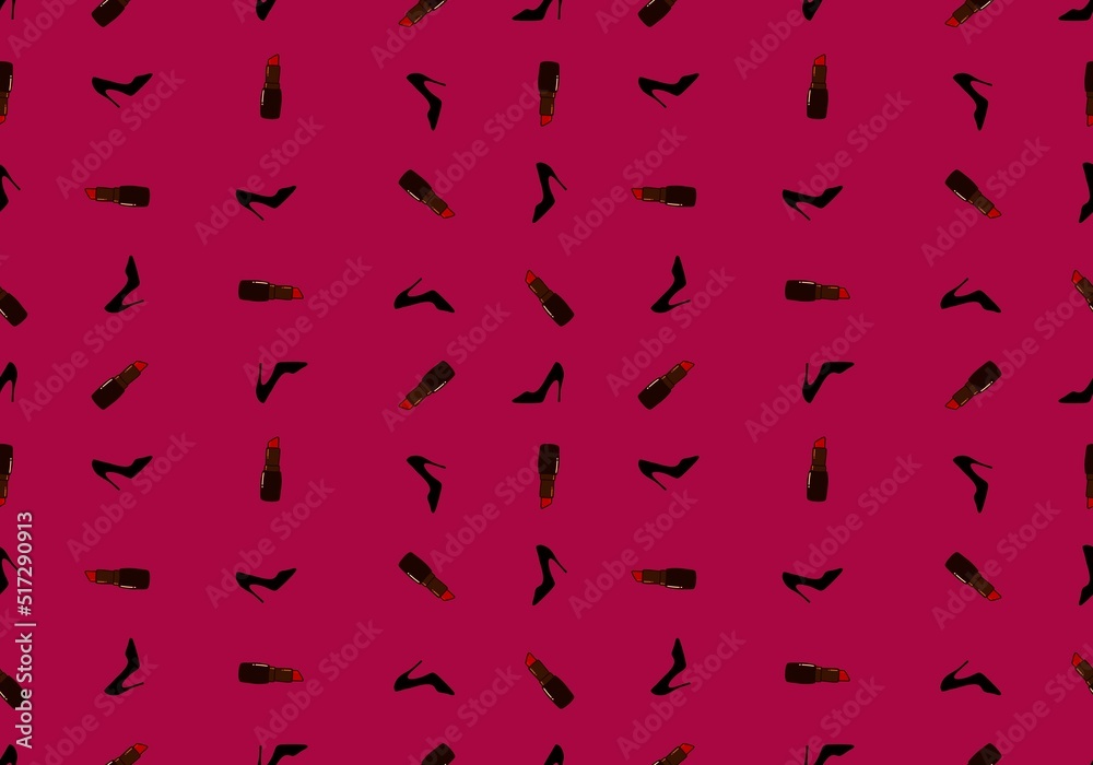 Woman seamless shoes and lipstick pattern for wrapping paper and clothes print and notebooks and shops and hobbies