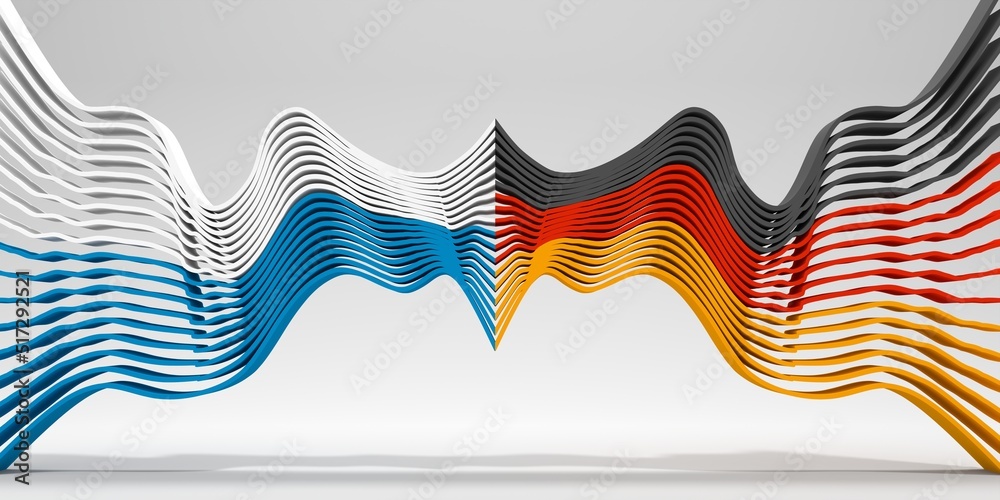 Waved flags of Germany and Bavaria. Travel, politic and business concept. 3D render
