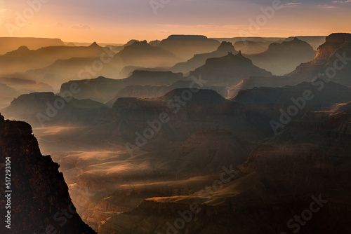 Grand canyon silhouette at golden sunset, Arizona, United States © Aide