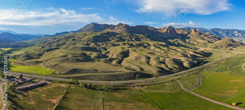 Quadro su tela Aerial view of the landscape over Cody rural area