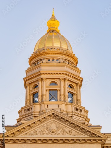 Sunset view of the beautiful Wyoming State capitol building photo