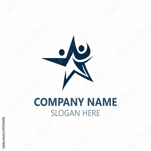 People Star logo design concept combination template vector