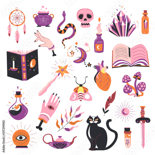 Magic symbols and items, witchcraft and sorcery