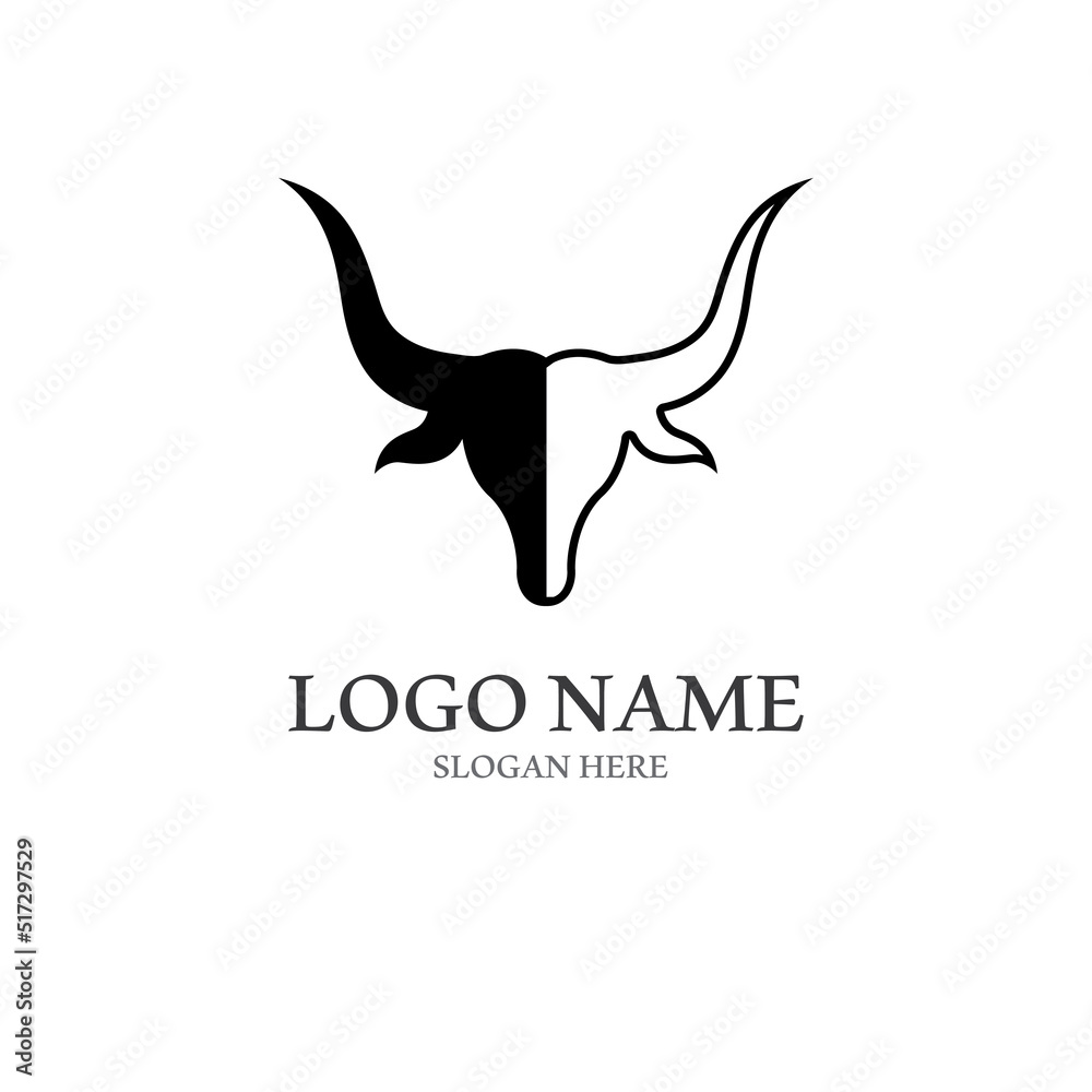 Obraz premium bull horn logo with template vector style.