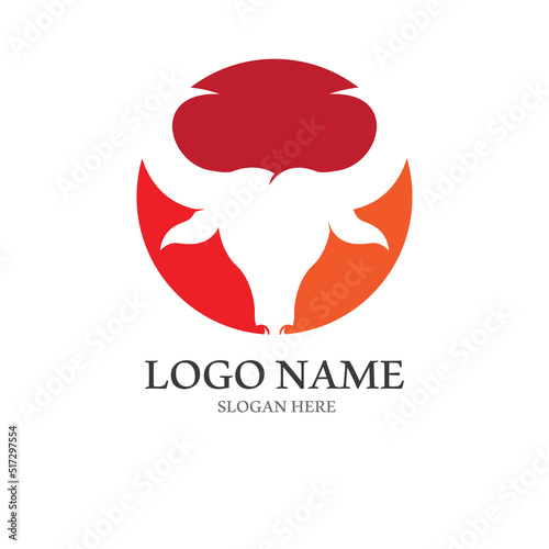 bull horn logo with template vector style.