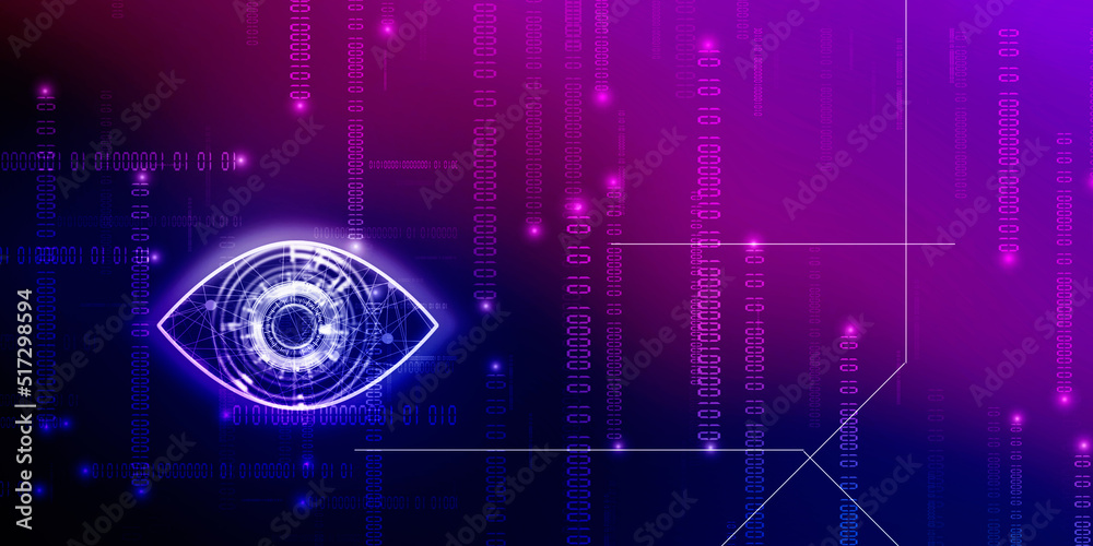 2d rendering Digital composite of Eye scanning a futuristic interface ...