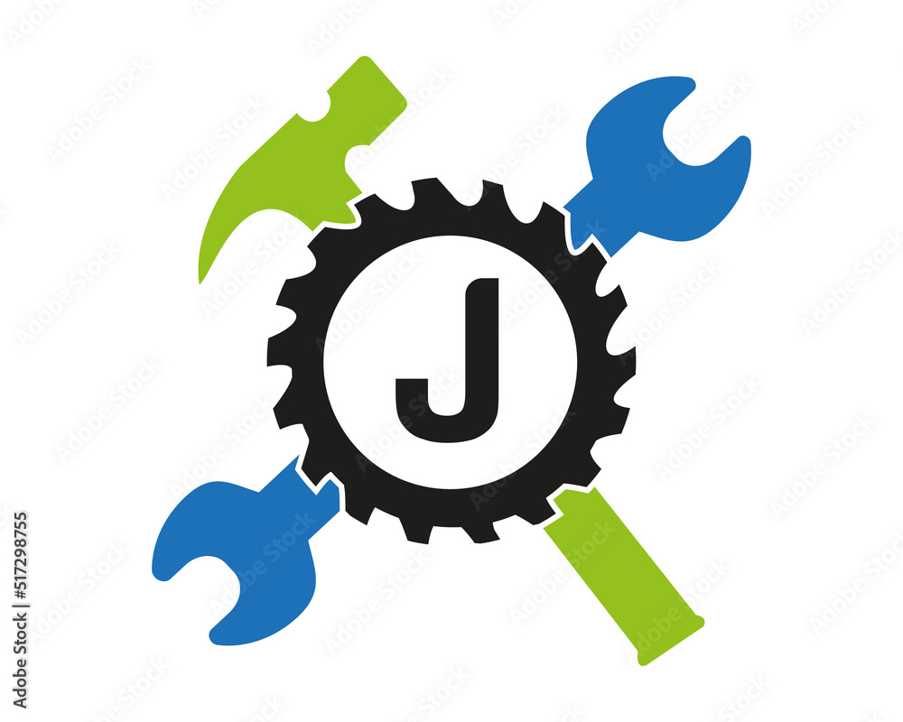 J Gear logo vector full color template Icon