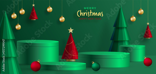 3d Podium round stage style, for Merry Christmas and happy new year