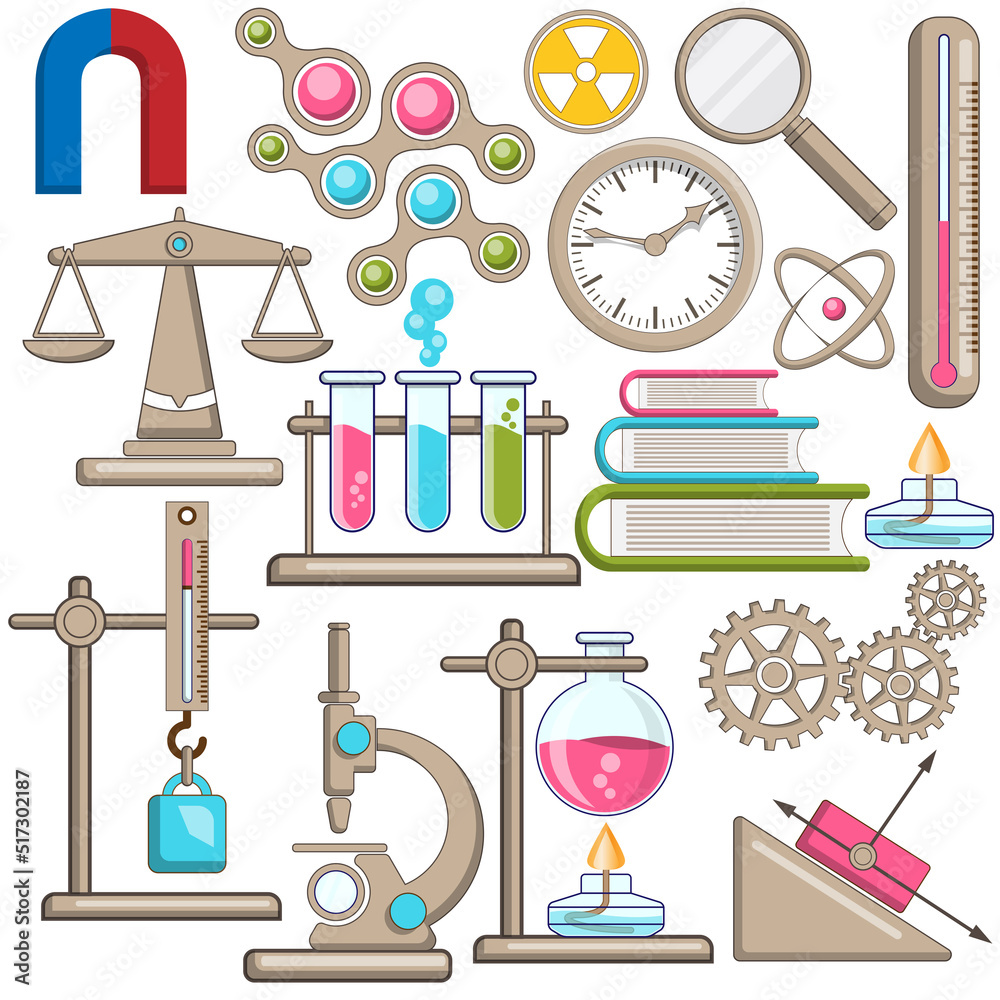A set of scientific icons. Isolated on white background. Vector illustration. A set of scientific icons. Isolated on white background. Vector illustration.