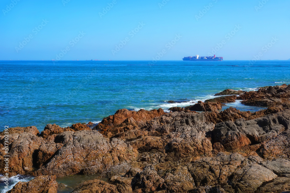 Reef and sea on the beach