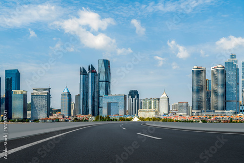 Urban road ground and modern architectural landscape