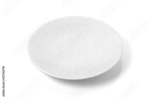 empty white plate ceramic on white background with path