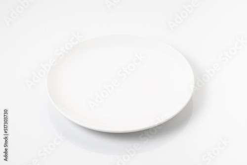 empty white plate ceramic on white background with path