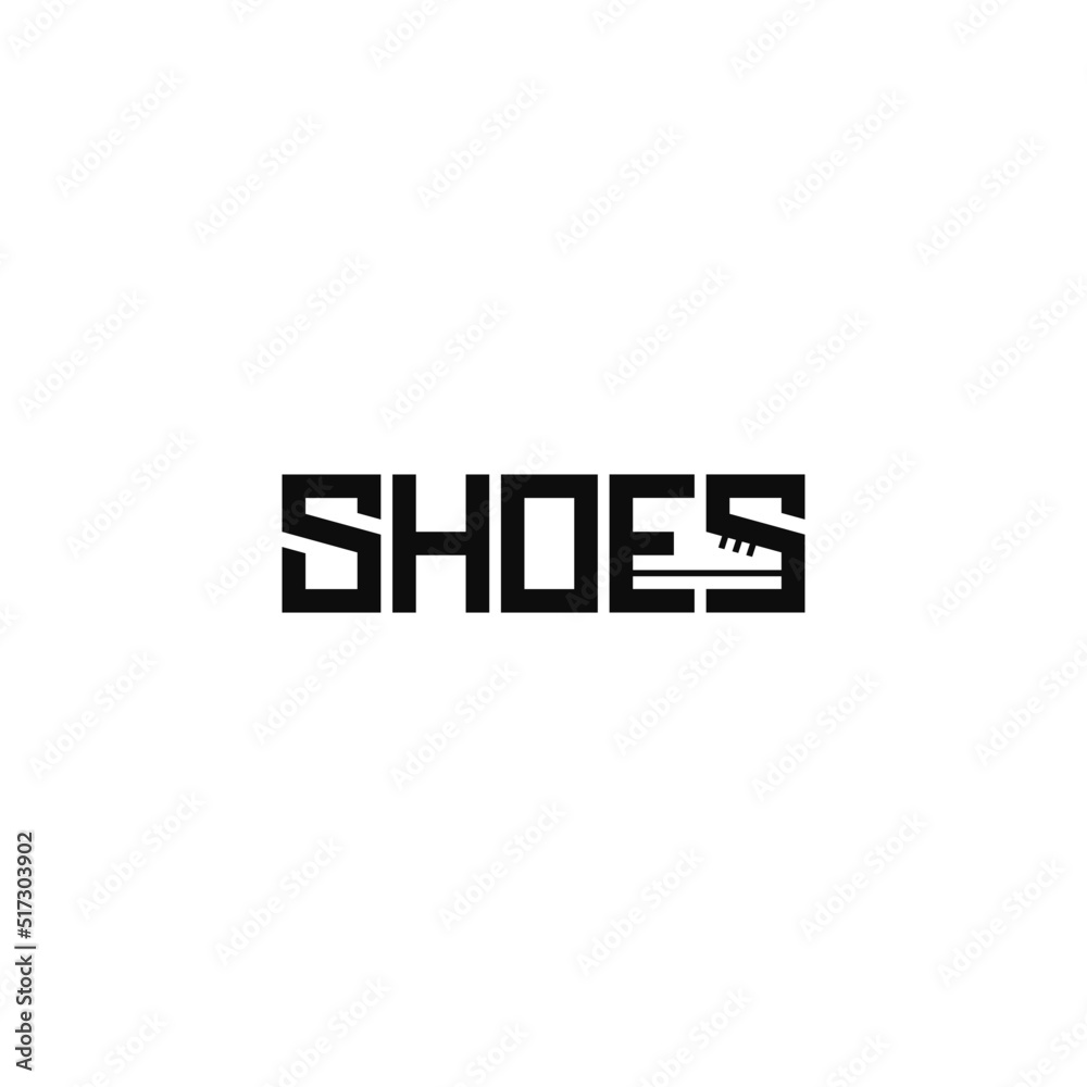Shoes word, negative space. Typography logo design. Shoes word, negative space. Typography logo design.
