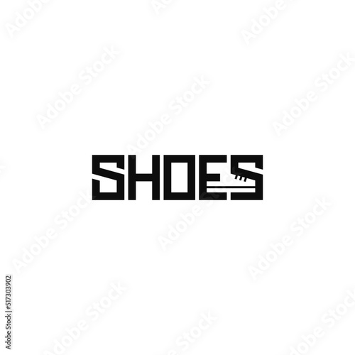 Shoes word, negative space. Typography logo design.