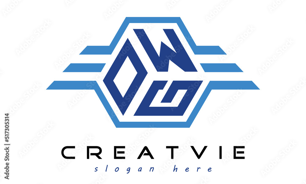 OWG three letter geometrical wings logo design vector template. wordmark logo | emblem logo | monogram logo | initial letter logo | typography logo | business logo | minimalist logo |	 - obrazy, fototapety, plakaty 