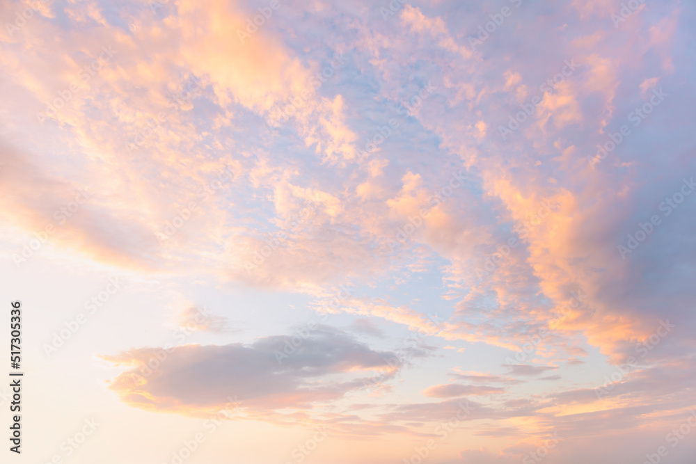 Pastel Gentle colors of  Sunset  Sunrise Sundown Sky with colorful clouds