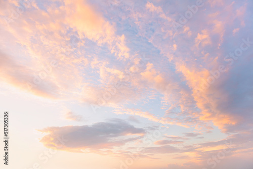 Pastel Gentle colors of Sunset Sunrise Sundown Sky with colorful clouds