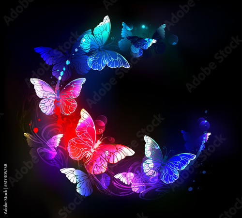 Neon night butterflies