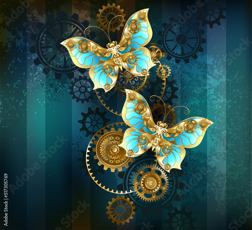 Two mechanical butterflies