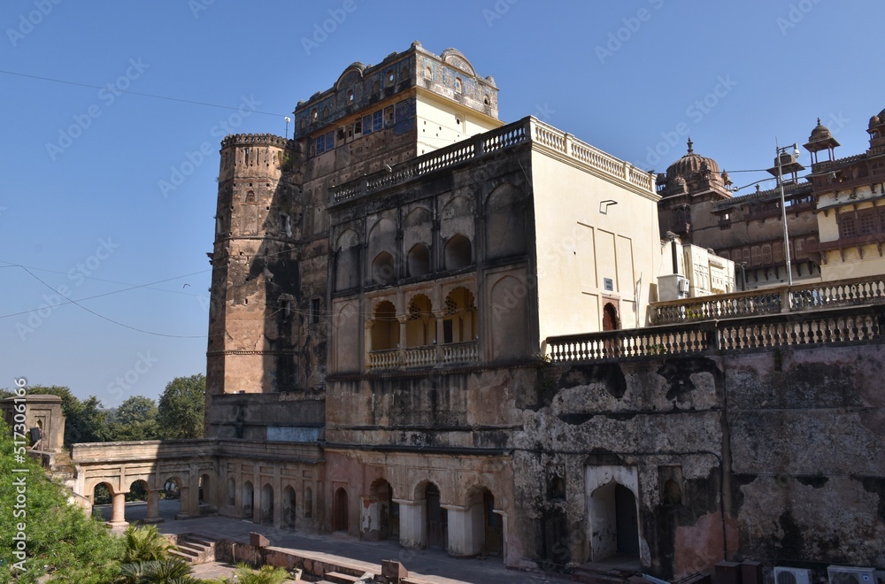 Orchha Fort situated on the Betwa River and built by Bundela Rajput Rudra Pratap Singh in early 16th century.
