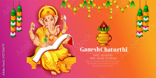 illustration of Lord Ganpati for Happy Ganesh Chaturthi Indian festival  