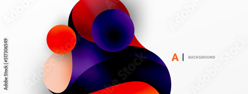 Flowing geometric shapes minimalist abstract background. Round shapes and circles. Wallpaper for concept of AI technology, blockchain, communication, 5G, science, business