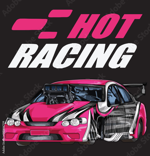 drag racing car on black background for poster, t-shirt print, business element, social media content, blog, sticker, vlog, and card. vector illustration.