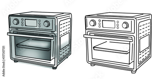 Microwave oven Vector, Line art illustration of Microwave oven, Microwave oven silhouette, Microwave oven sketch drawing