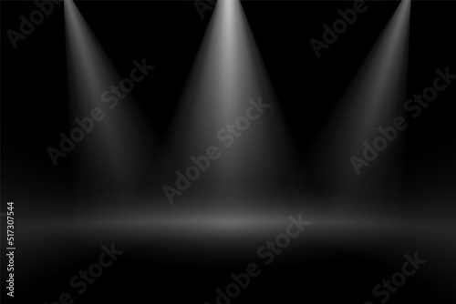 black background with three focus stage lights effect