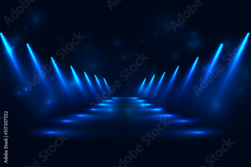 blue spot light pathway perspective background