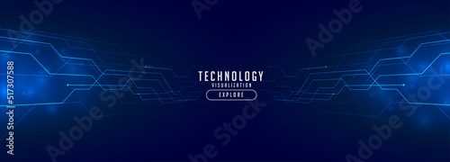 technology banner with glowing perspective lines
