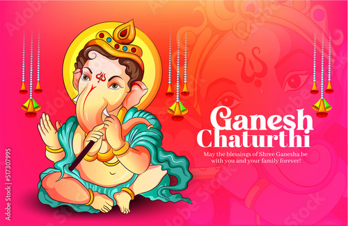 illustration of Lord Ganpati for Happy Ganesh Chaturthi Indian festival 