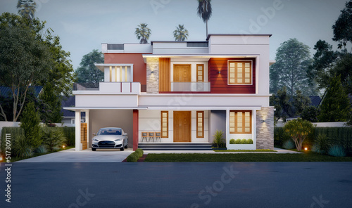 3d illustration of a newly built luxury home