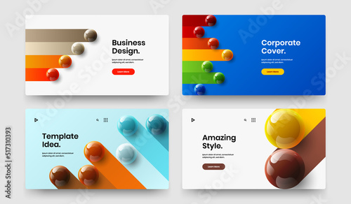 Premium flyer vector design illustration composition. Creative 3D balls banner layout set.