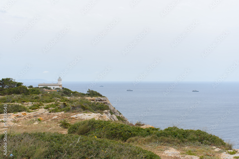 Lighthouse at Far de Cap Blanc in Mallorca, Spain