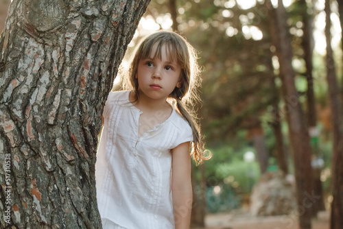 Portrait of young girl in nature, park or outdoors © artmim