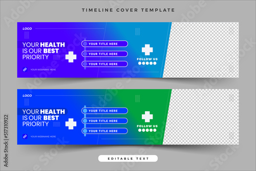 Gradient healthcare social media timeline banner design