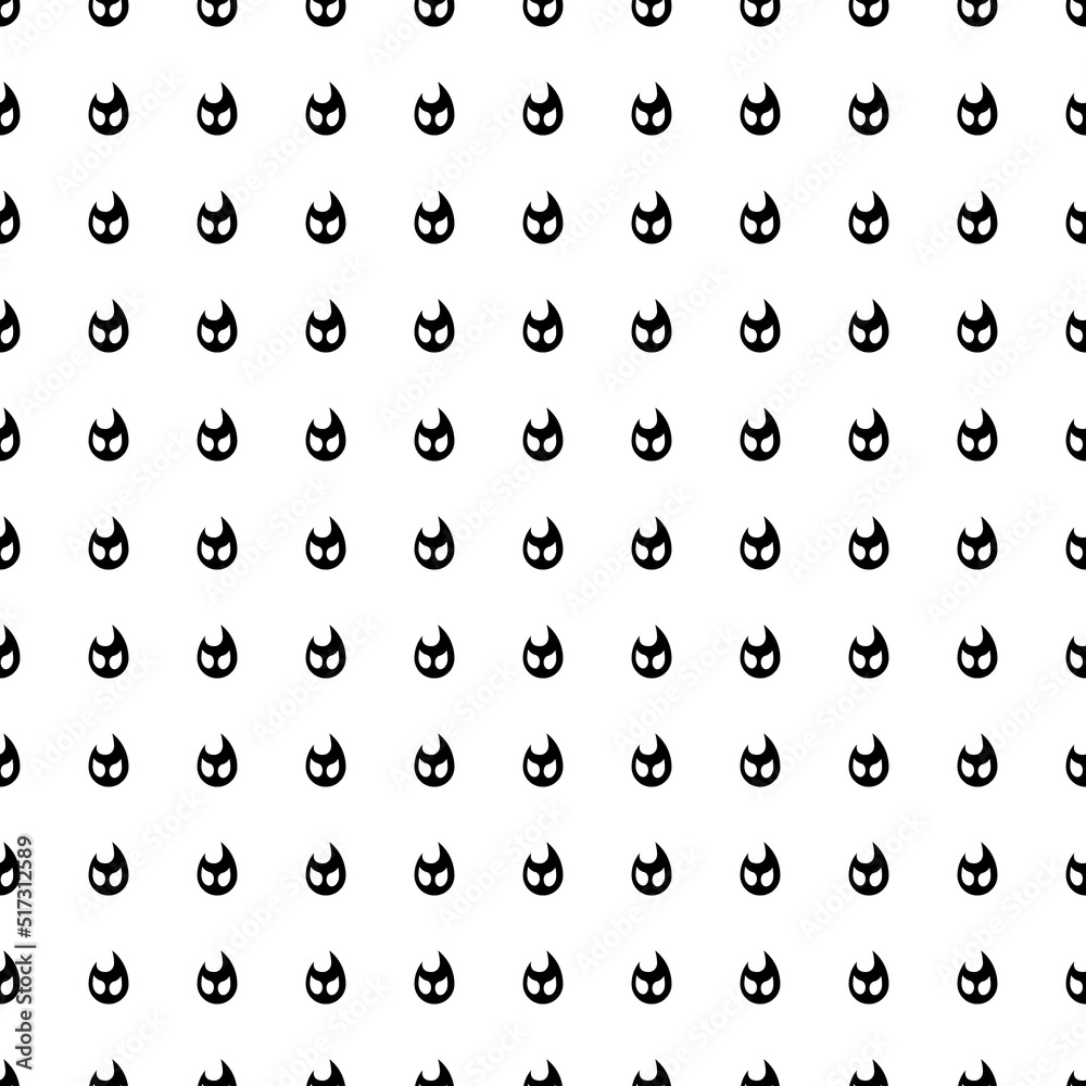 Square seamless background pattern from geometric shapes. The pattern is evenly filled with big black fire symbols. Vector illustration on white background