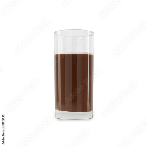 Cocoa glass isolated on white background with clipping path.