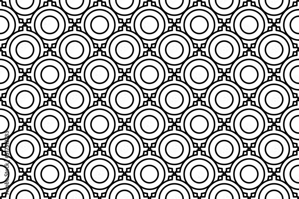 Seamless pattern completely filled with outlines of crosshair symbols. Elements are evenly spaced. Vector illustration on white background