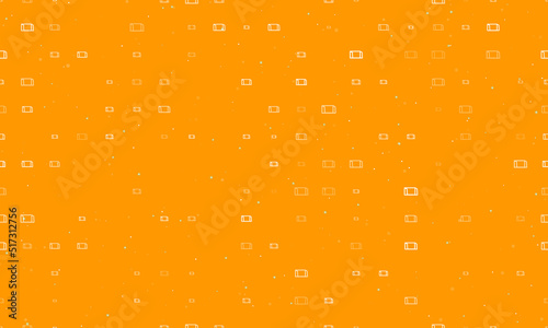 Seamless background pattern of evenly spaced white football goal symbols of different sizes and opacity. Vector illustration on orange background with stars