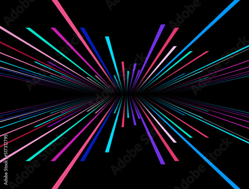Abstract background neon glow purple blue colors, cosmic speed concept, dynamic hyperspace tunel 3D science fiction vector illustration.