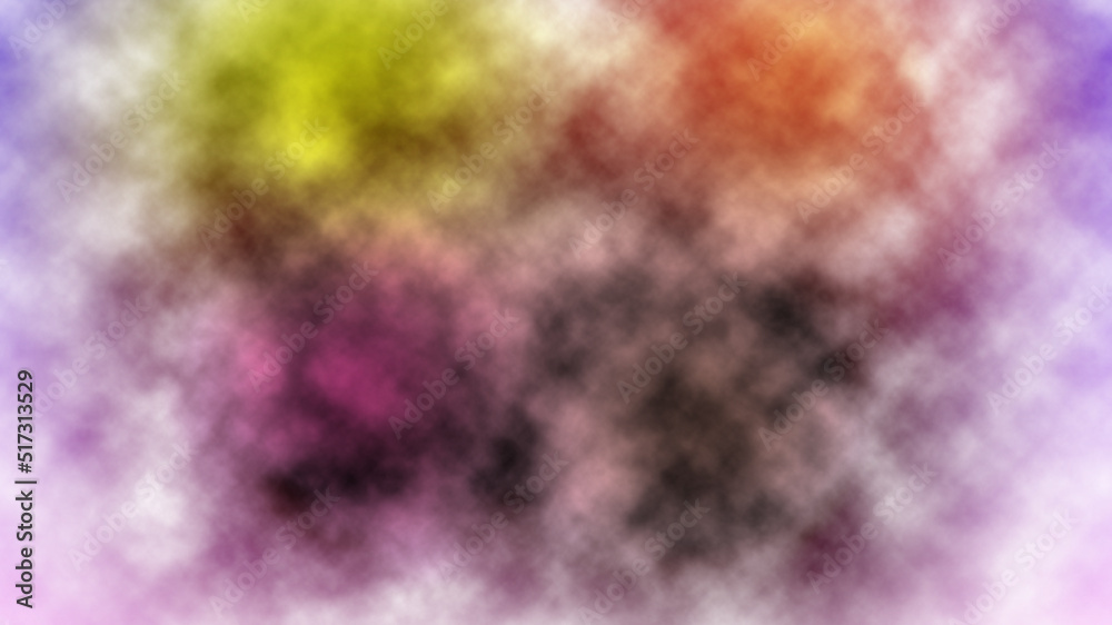 Abstract Clouds of Color Smoke Colorful Texture Background. Colored Fluid Powder Explosion, Dust, Vape Smoke Liquid Abstract Clouds Design for Poster | Rainbow Watercolor Banner Background	