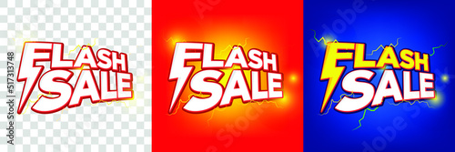 flash sale thunder poster or banner vector template design. Big sale event on the orange and blue background. Ads for web, social media, shopping online.