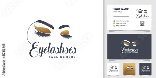 Eyelashes logo design with creative unique style Premium Vector